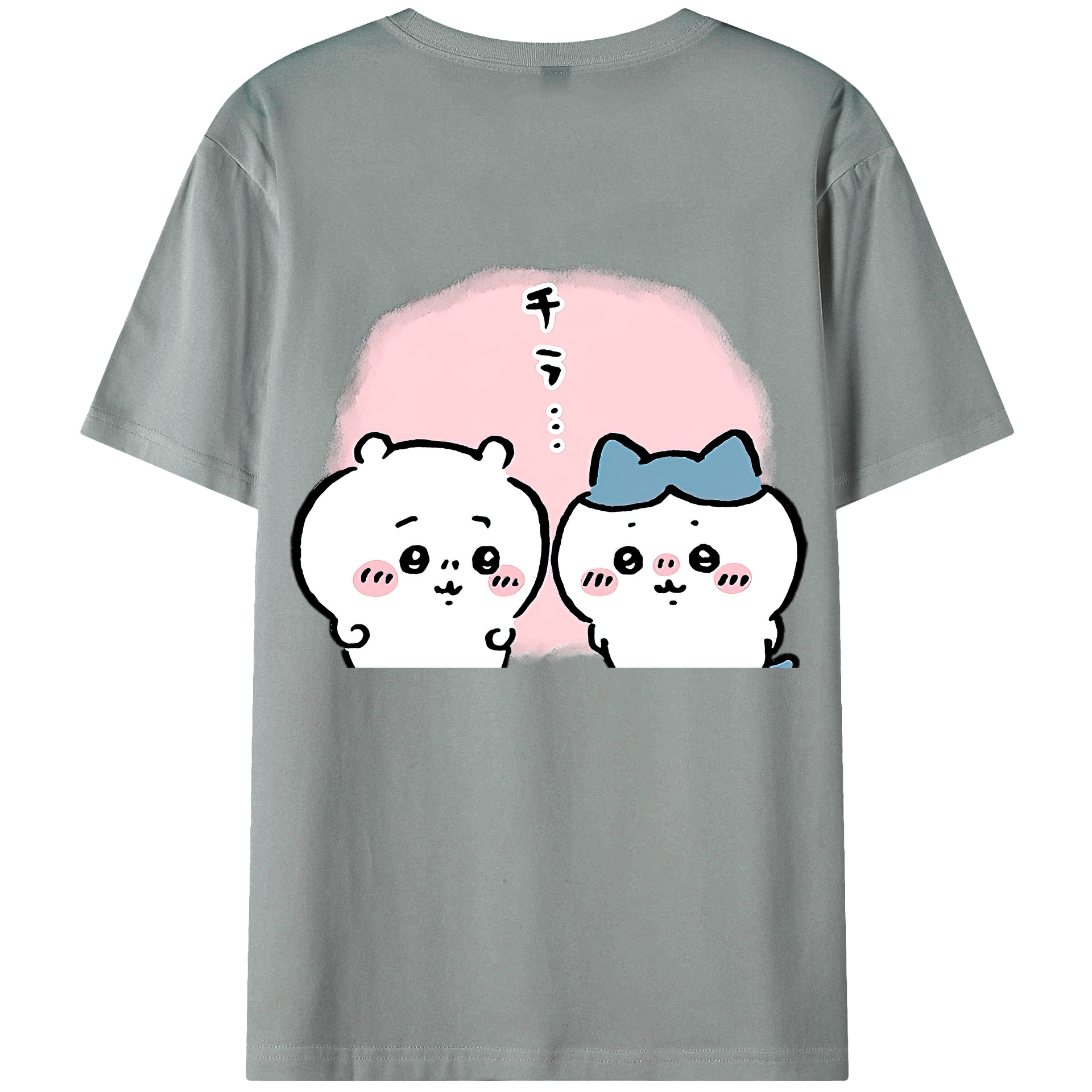 （画像用） ちいかわ ハチワレ Chii-kawa hachiware 綿100％ メンズ半袖Tシャツ（バックプリント） 通気性